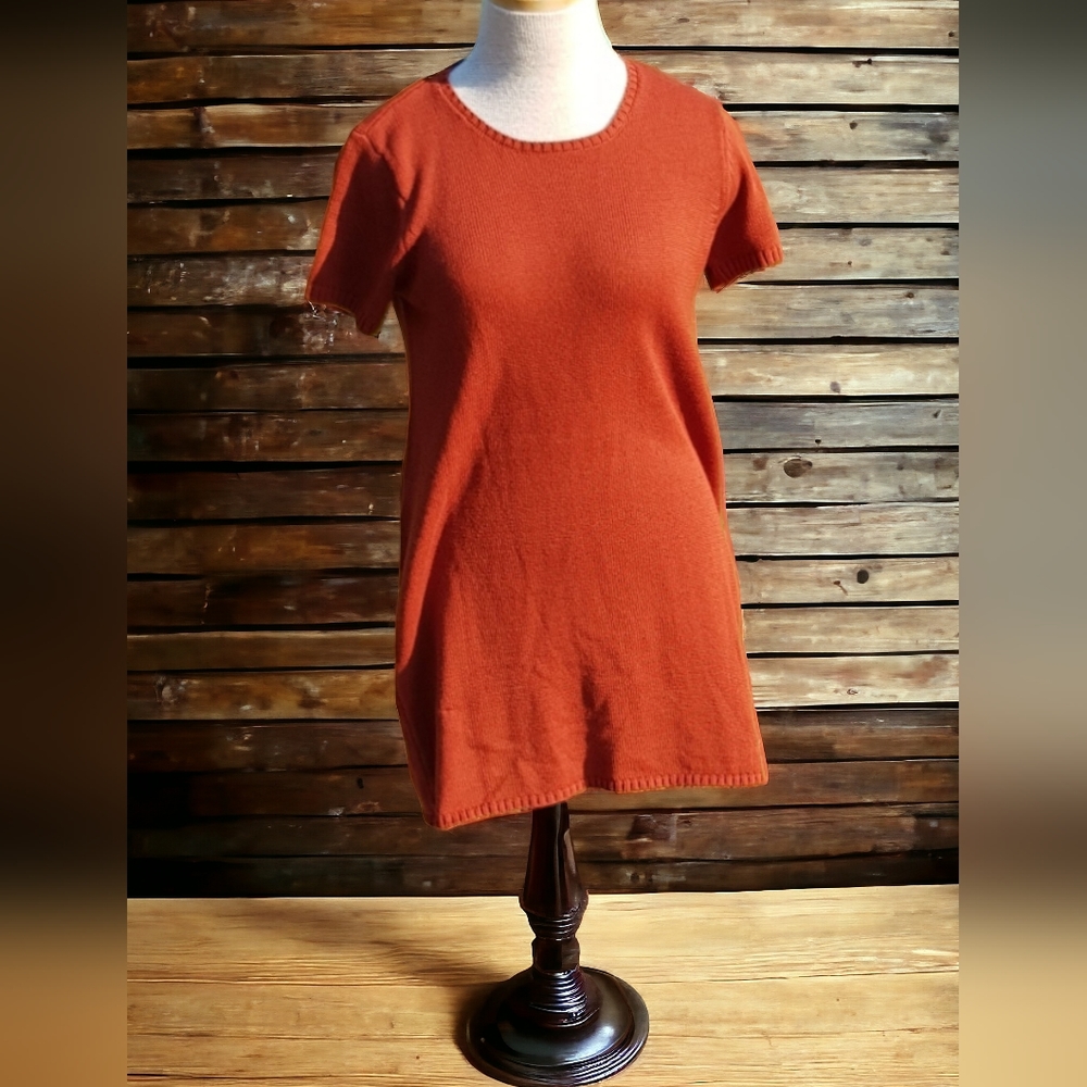 NEW Tobi Tunic Sweater Women’s Small Rust Orange A- line Short Sleeve Knit NWT
